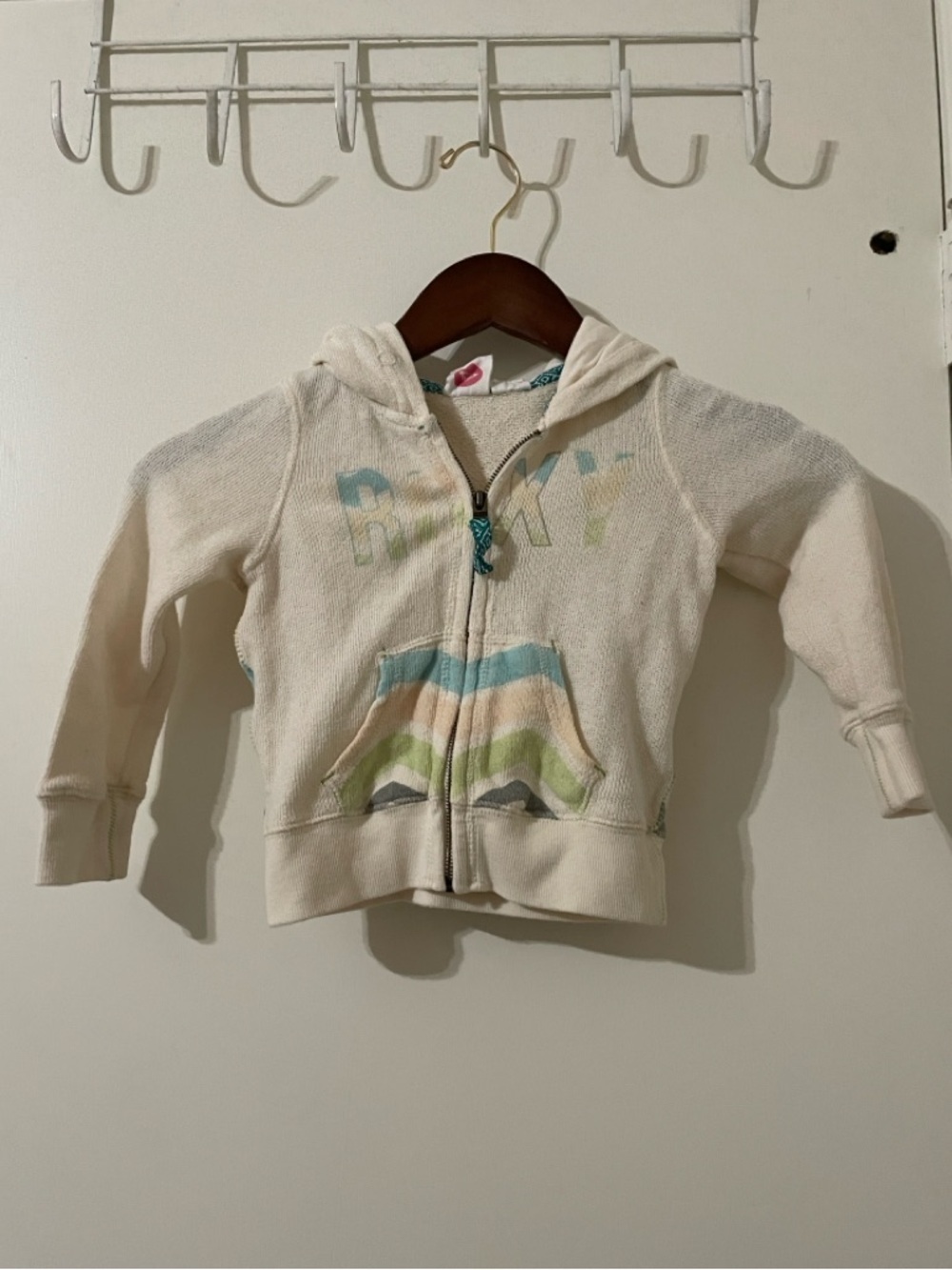 Roxy Baby Bohemian Chevron Zip-Up Hoodie - Ivory/Pastel - 18-24M